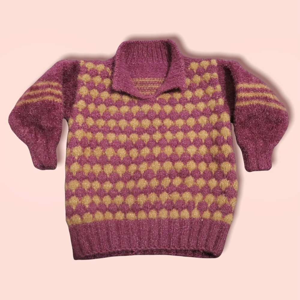 Pink sweater with yellow dots